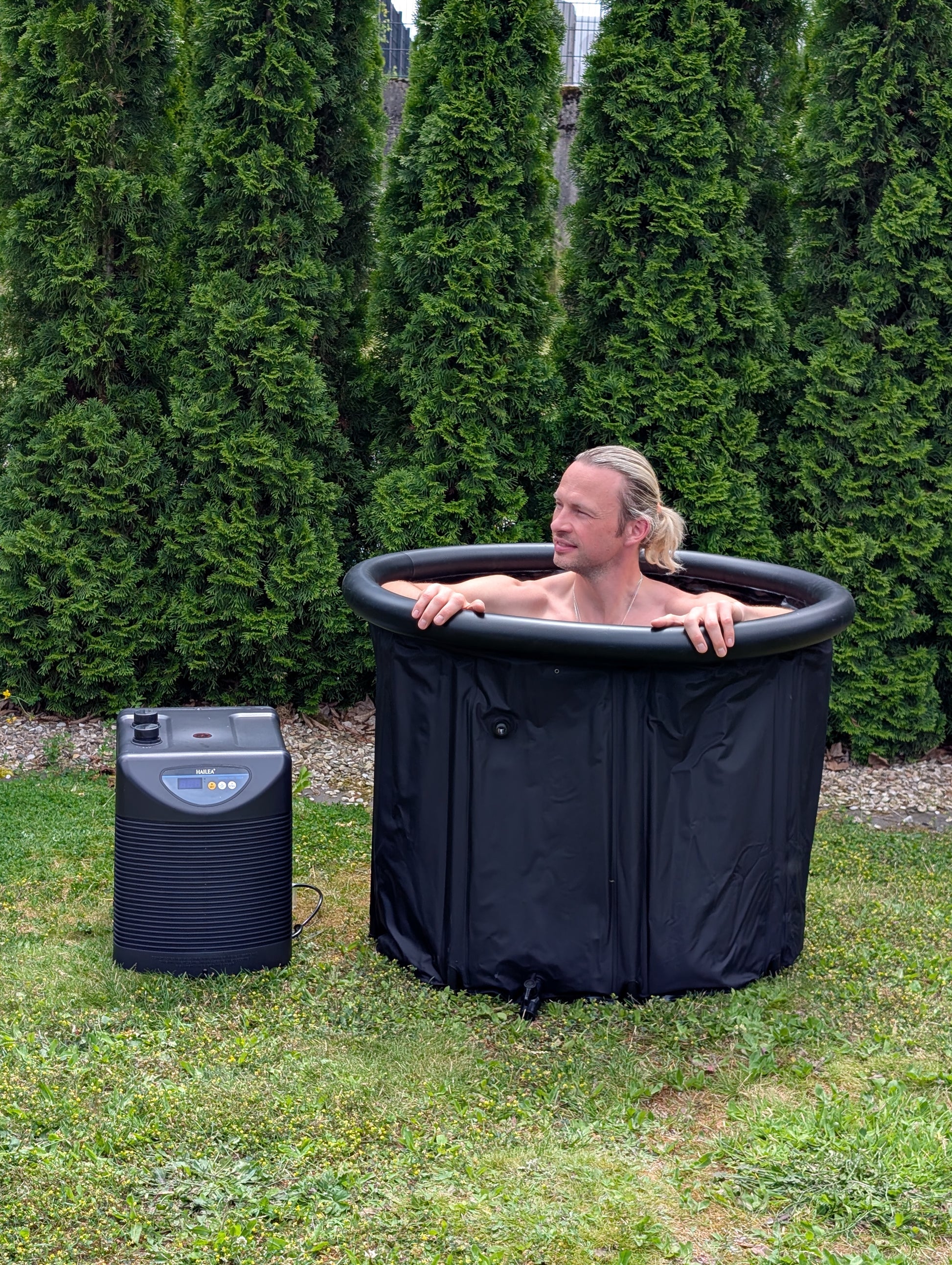 Basic Eisfass mit Abdeckung Ø85cm Schwarz